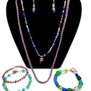 𝅺beach Glass Beaded Necklace Jewelry Set